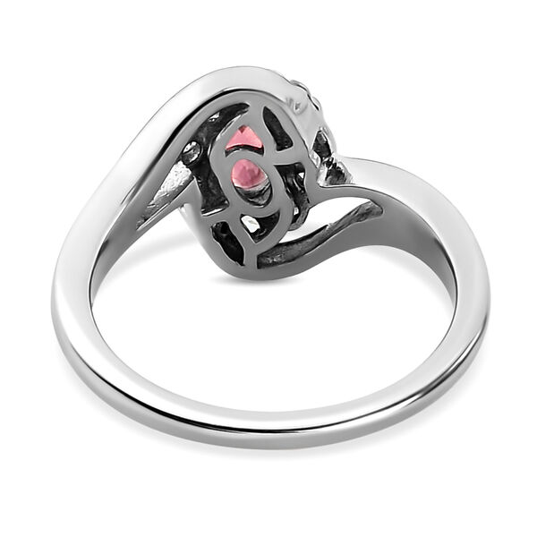 Rosa Turmalin und wei&szlig;er Zirkon-Ring, 925 Silber platiniert  ca. 0,97 ct image number 6