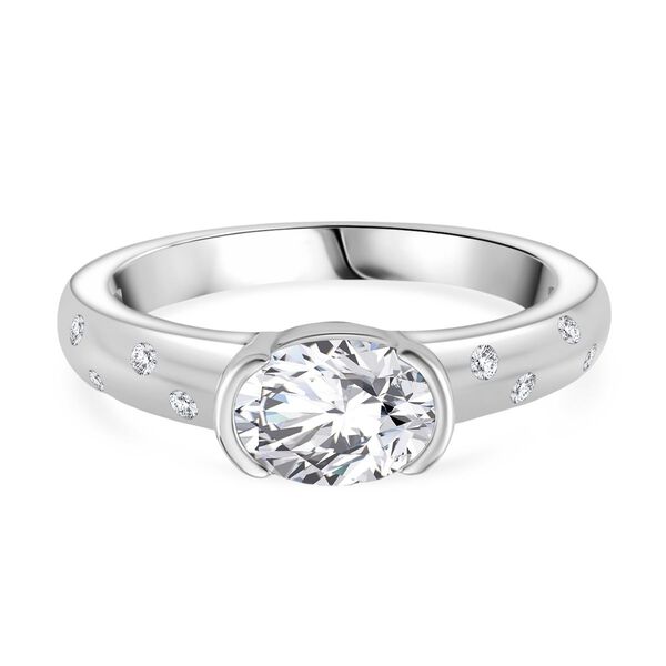 Moissanit Ring 925 Silber rhodiniert (Größe 19.00) ca. 1,48 ct image number 0