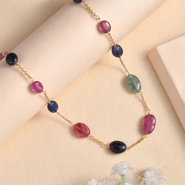 Multi-Saphir-Halskette, 60cm - 45 ct. image number 2