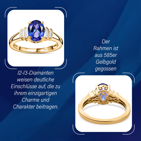 AA Tansanit und I2-I3 Diamant Ballerina Ring in 585 Gold - 1,78 ct. image number 4
