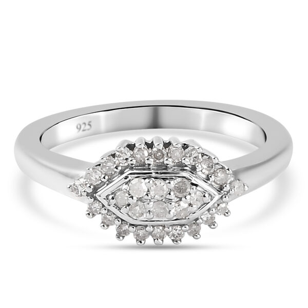 Diamant Cluster Ring 925 Silber platiniert  ca. 0,25 ct