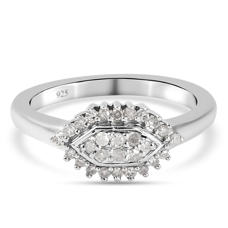 Diamant Cluster Ring 925 Silber platiniert  ca. 0,25 ct image number 0