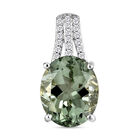 Prasiolith und weißer Zirkon-Anhänger, 925 Silber platiniert ca. 4,57 ct