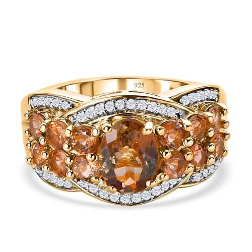 Natürlicher Jenipapo Andalusit Ring, 925 Silber Gelbgold Vermeil (Größe 21.00) ca. 3.15 ct image number 0