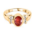 D’joy AAA Blaze Feueropal, Weißer Zirkon Ring 925 Silber 750 Gelbgold Vermeil (Größe 18.00) ca. 1,01 ct