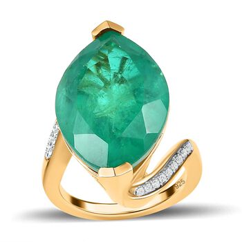 Smaragd Triplett Quarz und Zirkon Ring - 18,11 ct.