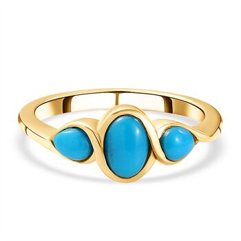 Amerikanischer, nat&uuml;rlicher Sleeping Beauty T&uuml;rkis Ring, 925 Silber vergoldet (Gr&ouml;&szlig;e 16.00) ca. 0,79 ct