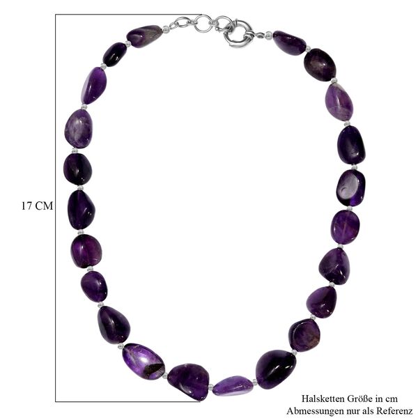 Afrikanischer Amethyst Halskette ca. 45 cm Messing platiniert ca. 320.00 ct image number 6