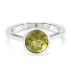 Nat&uuml;rlicher Peridot Solit&auml;r-Ring, 925 Silber rhodiniert (Gr&ouml;&szlig;e 16.00) ca. 2,00 ct