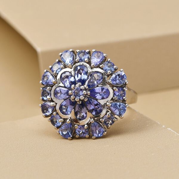 AA Tansanit-Ring, 925 Silber platiniert  ca. 4,04 ct image number 2