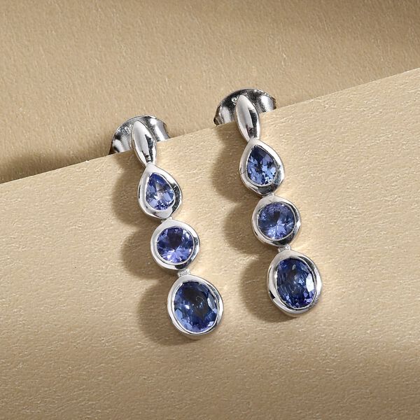 Tansanit Ohrh&auml;nger in Silber 1,31 Ct image number 2
