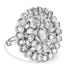 Handgearbeiteter, natürlicher Polki Diamant Ring, 925 Silber platiniert (Größe 17.00) ca. 1.25 ct image number 0