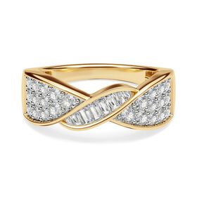 LUXURIANT DIAMOND - Lab Grown Diamant SI-GH SGL zertifiziert Ring, 925 Silber 750 Gelbgold Vermeil (Größe 17.00) ca. 1,00 ct