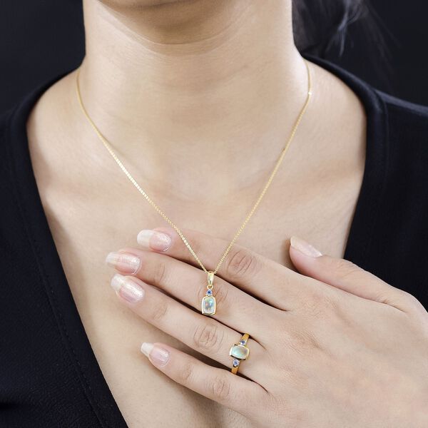 AA Nat&uuml;rlicher, &auml;thiopischer Welo Opal Schmuckset 925 Silber vergoldet ca. 1,38 ct. image number 4