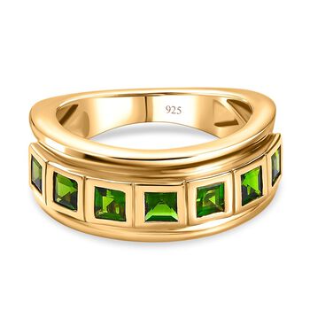 Nat&uuml;rlicher Chromdiopsid Ring, 925 Silber vergoldet, (Gr&ouml;&szlig;e 21.00), ca. 1.14 ct