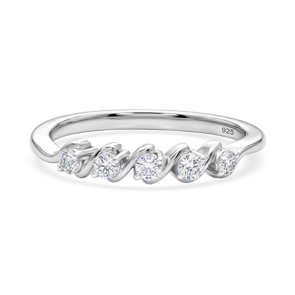 LUXURIANT SI-GH Labor Diamant Half Eternity Ring, 925 Silber rhodiniert - 0,25 ct.