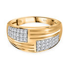 Moissanit Ring, 925 Silber 750 Gelbgold Vermeil (Größe 20.00) ca. 0.53 ct