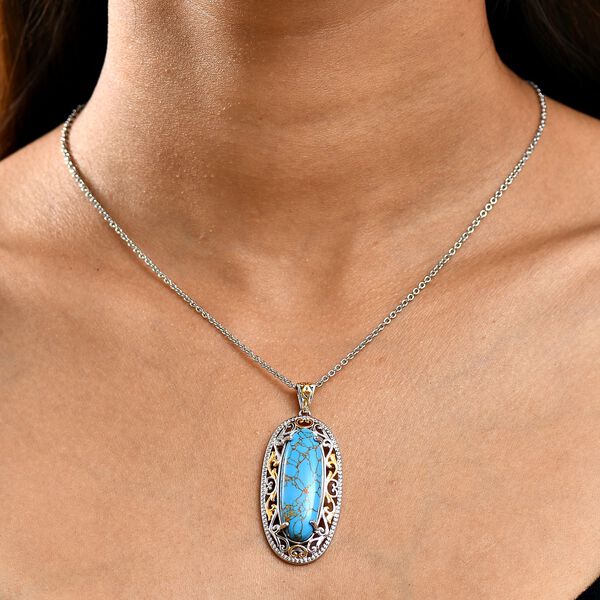 Blauer Türkis Anhänger mit 50cm Kette -  17 ct. image number 3