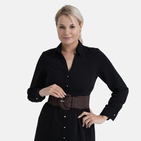 Elastischer Tailleng&uuml;rtel mit runder Schnalle, One Size, Braun