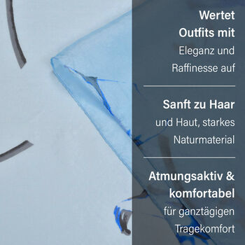 LA MAREY - Chiffonschal aus 100% Maulbeerseide mit Blauem Blumenmuster