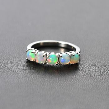 AA Nat&uuml;rlicher, &auml;thiopischer Welo Opal Ring 925 Silber platiniert (Gr&ouml;&szlig;e 21.00) ca. 0,83 ct