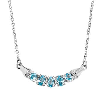 D'Joy AA Blauer Zirkon Halskette ca. 45 cm 925 Silber rhodiniert ca. 1.69 ct