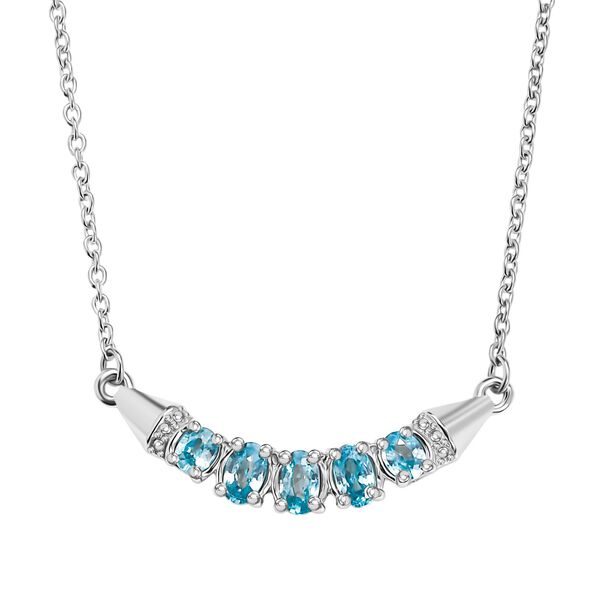 D'Joy AA Blauer Zirkon Halskette ca. 45 cm 925 Silber rhodiniert ca. 1.69 ct