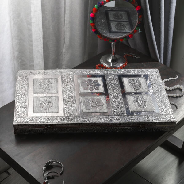 Schmuckaufbewahrungsbox im Vintage-Look, Eulen-Prägung image number 2