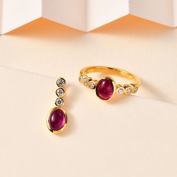 2er-Set AA Afrikanischer Rubin und Zirkon-Schmuckset - 2,53 ct.