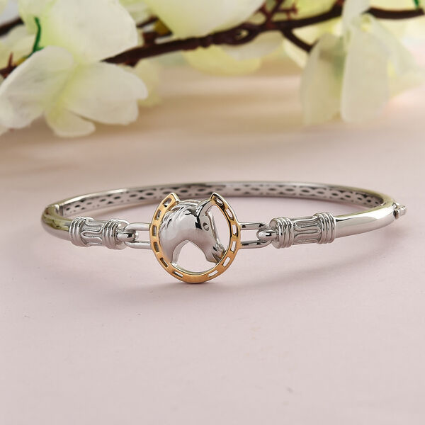 Armreif ca. 20 cm Messing platiniert und vergoldet image number 1