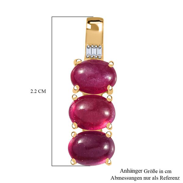 AA Afrikanischer Rubin (Fissure gefüllt), Weißer Diamant Anhänger 925 Silber 750 Gelbgold Vermeil ca. 5.96 ct image number 6