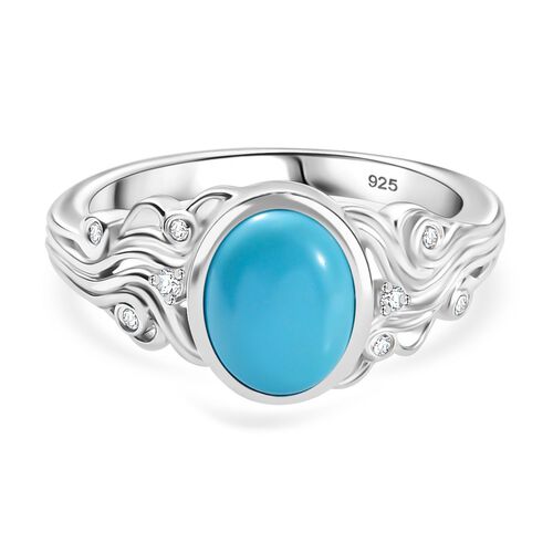 AA Sleeping Beauty Türkis und Zirkon Ring, ca. 1,52 ct. image number 0