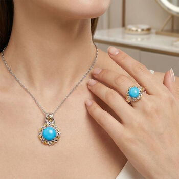 D'Joy AA Sleeping Beauty T&uuml;rkis zweifarbiger Ring und Anh&auml;nger mit 50cm Kette