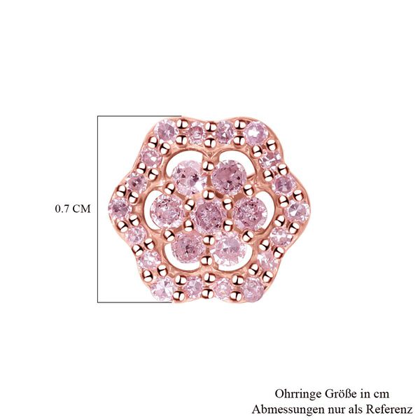 Rosa Diamant florale Ohrstecker in Silber image number 5