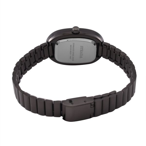 STRADA - Elegante Armbanduhr mit Japanischem PC21S Werk, Stahlsonnenschliff-Zifferblatt und Edelstahlarmband, Reiner Edelstahl, 19 cm, Schwarz, ca. 37,50g image number 5