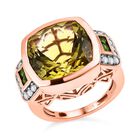 Ouro Verde-Quarz, Natürlicher Chromdiopsid Ring, 925 Silber rosévergoldet (Größe 17.00) ca. 11.70 ct image number 3