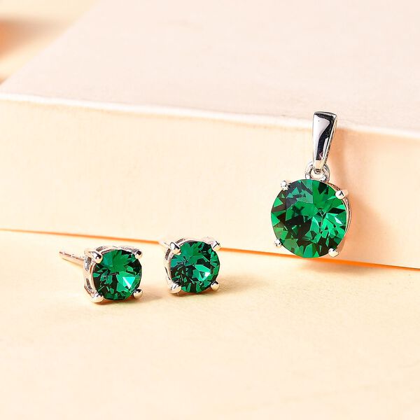J Francis gefertigt mit SWAROVSKI- 2er-Set- Majestätisches grünes Kristall Swarovski-Schmuckset image number 2