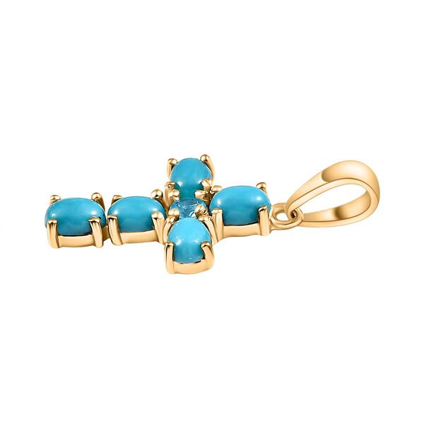 AA Sleeping Beauty T&uuml;rkis und Neon Apatit Anh&auml;nger, 925 Silber vergoldet - 0,85 ct. image number 4