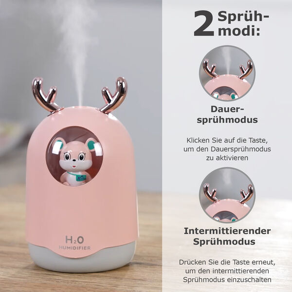 USB-Mini-B&auml;ren-Luftbefeuchter mit farbwechselndem Umgebungslicht, rosa image number 11