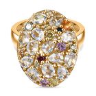 D joy AAA Premium Malagasy Regenbogen Mondstein Ring 925 Silber 750 Gelbgold Vermeil (Gr&ouml;&szlig;e 18.00) ca. 2.49 ct