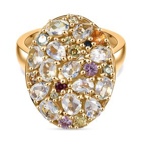 D joy AAA Premium Malagasy Regenbogen Mondstein Ring 925 Silber 750 Gelbgold Vermeil (Gr&ouml;&szlig;e 18.00) ca. 2.49 ct