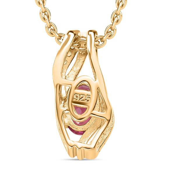 Labor roter Beryll und Zirkon-Anh&auml;nger mit 45cm Kette - 0,53 ct. image number 5