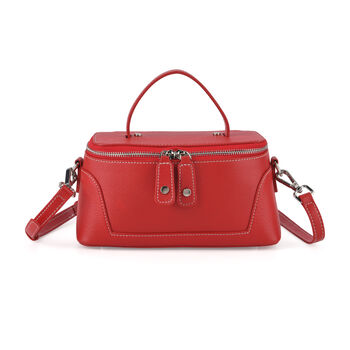 Echtleder City Crossbody-Tasche mit Tragegriff, Rot, 23.5x12x10 cm