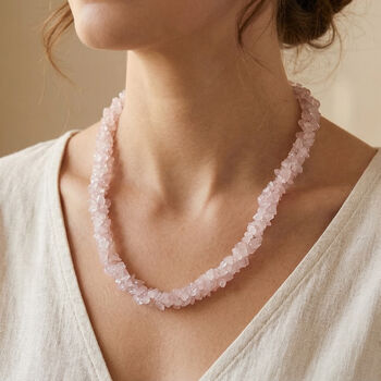 Rosenquarz Halskette, 50 cm - 370 ct.