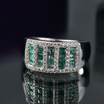 D&rsquo;Joy Kagem sambischer Smaragd und Zirkon Ring - 1,39 ct.