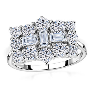 LUXURIANT SGL zertifizierter VS-EF Labor Diamant Ring, 925 Silber rhodiniert - 1 ct.