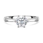 Moissanit-Ring, 925 Silber rhodiniert (Größe 19.00) ca. 1,00 ct