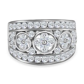 LUSTRO STELLA - Weißer Zirkonia Ring, 925 Silber platiniert (Größe 17.00) ca. 3,07 ct