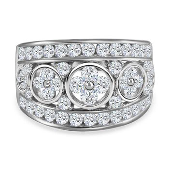 LUSTRO STELLA - Wei&szlig;er Zirkonia Ring, 925 Silber platiniert (Gr&ouml;&szlig;e 17.00) ca. 3,07 ct