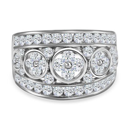 LUSTRO STELLA - Wei&szlig;er Zirkonia Ring, 925 Silber platiniert (Gr&ouml;&szlig;e 17.00) ca. 3,07 ct